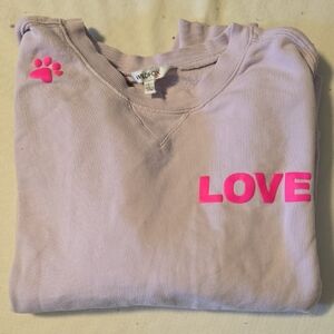 Wildfox "Dogs Love Me" Pastel Purple Sweatshirt with Neon Pink Details